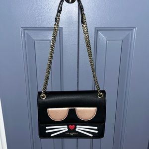 Karl Lagerfeld Paris Maybelle Choupette Flap Shoulder Bag Black